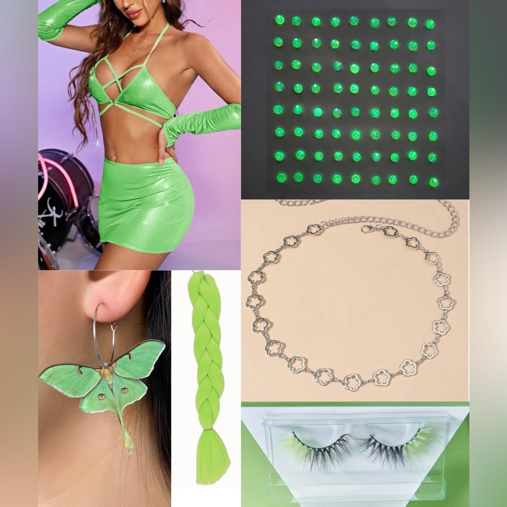 Neon Green Butterfly Garden Full Festival Outfit